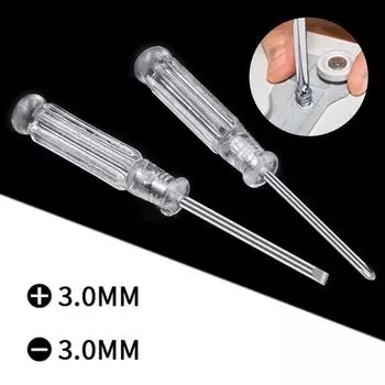 3.74Inch Small Mini Screwdriver Portable Slotted Cross Screwdrivers Transparent Head Screwdriver Repair Tool
