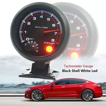3,75-дюймовый универсальный автомобильный тахометр, тахометр, светодиодный индикатор переключения передач, 0-8000 об/мин