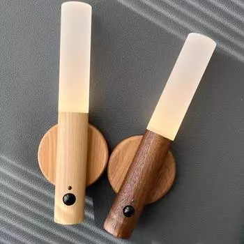 3,7 Вт интеллектуальный индукционный ночной светильник для человеческого тела, светодиодный перезаряжаемый настенный светильник для коридора, индукционный настенный светильник для домашнего туалета Ash Wood