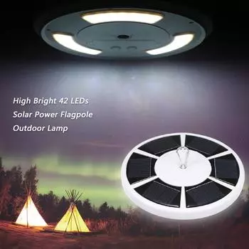 3.7V 3W 42 LED Солнечная энергия Флагшток Лампа Чувствительное управление светом 2 уровня Регулируемый белый