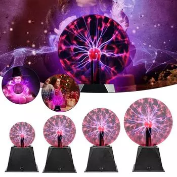 3/8-дюймовый звуковой пульт управления Magic Plasma Ball Lamp LED Night Light Atmosphere Touch Glass Plasma Light Christmas Party Decor Lighting Only Touch Sensitive