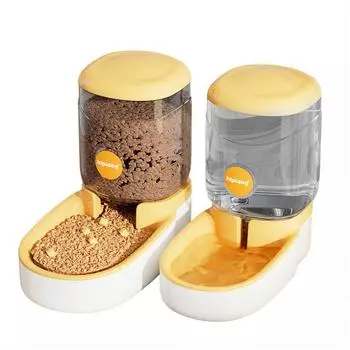 3,8 л пластиковый автоматический фонтанчик для еды, миска для собаки, кормушка для домашних животных + комбинированное ведро для воды для кошек с двойными мисками оранжевый