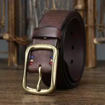 3.8 Широкий Чистый Воловья Кожа Натуральная Кожа для Мужских Джинсов Высокого Качества Латунные Пряжки Ремни Ковбойский Пояс Мужской Модный Дизайнер 105CM хаки