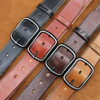 3,8 см Американский ретро старый автомобильный ремень мужской кожаный пряжка первый слой коровьей кожи повседневный джинсовый ремень 105cm хаки