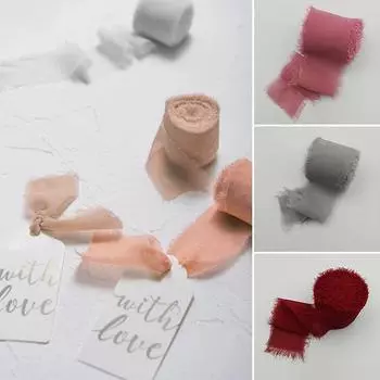 3,8 см для свадебных приглашений, букеты, прозрачная бахрома, лента, ручная работа, плоская, с потертыми краями розовый