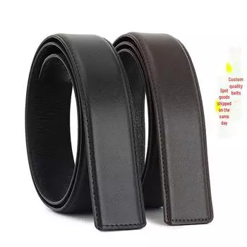 3,8 см гладкий кожаный ремень с пряжкой для мужского делового костюма 125 cm чёрный