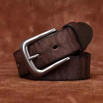 3,8 см мужской высококачественный ремень из натуральной кожи, роскошные ремни с пряжкой из нержавеющей стали, матовые, утолщенные, из чистой коровьей кожи, мужские джинсы для мужчин 105CM кофейный