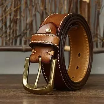 3,8 см ремни из натуральной кожи высокого качества из натуральной кожи для мужчин, корейская версия, мужской ремень с латунной пряжкой, модные винтажные джинсы в ковбойском стиле 105CM чёрный