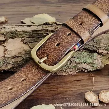 3,8 см широкий и утолщенный первый слой чистой коровьей кожи ремень мужской из натуральной кожи с пряжкой модный тренд полный тисненый узор ремень 100cm