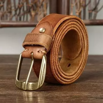 3,8 см толстая воловья кожа медная пряжка натуральная кожа повседневные джинсы ковбойский ремень мужской высокое качество ретро роскошный дизайнерский мужской ремень 105CM коричневый