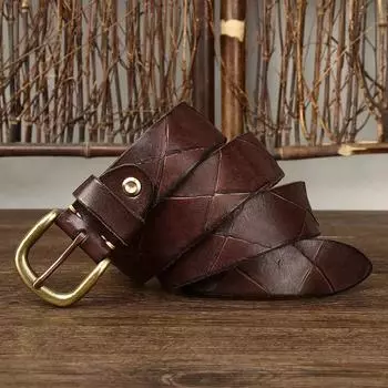 3,8 см высококачественный ремень из натуральной воловьей кожи для мужчин, джинсы, ремни с медной пряжкой, ковбойский пояс, мужской дизайнерский люкс 105CM чёрный