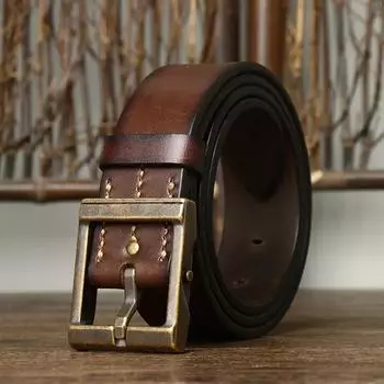 3,8 см высококачественный ремень мужской из натуральной кожи верхний слой чистая коровья кожа латунная пряжка джинсы модные ремни для мужчин роскошный дизайнер 105CM чёрный