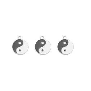 3/9/18 шт. Черный/белый сплав Инь-Ян эмаль Тайцзи Инь-Ян Багуа кулон ремесло аксессуары DIY ожерелье браслет ювелирное изготовление открытие 3pcs