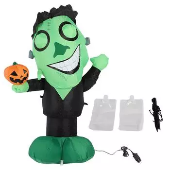 3,9-футовый надувной зеленый монстр с тыквенными большими глазами и светодиодными огнями для отдыха на открытом воздухе, во дворе, в саду, на лужайке
