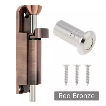 3.9 Inch Zinc Alloy Spring Loaded Sliding Door Lock Heavy Duty Bolt Latch Includes Dust Canister 3 Screws Universal Home Fence Gate бронзовый/красный