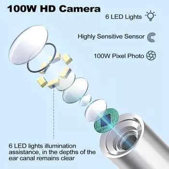 3,9-мм камера отоскопа с 5-дюймовым IPS-экраном 1080P HD цифровой отоскоп-эндоскоп интеллектуальный визуальный белый