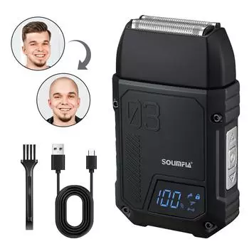 3 Balds электрическая бритва с сеткой, водонепроницаемая бритва для мужчин, триммер для бороды, бритва для лысой головы, триммер для волос, беспроводной чёрный