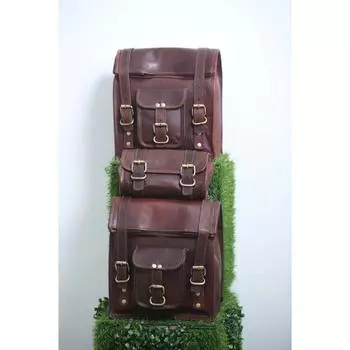 3 боковых сумки для мотоциклов 2, коричневые кожаные седельные сумки, седельные кофры коричневый