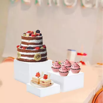 3 подставки для шведского стола, многофункциональная стойка с полым дном, штабелируемая подставка для еды, бранч, white