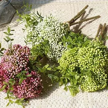 3 букета искусственных цветов, искусственные растения со стеблями, пластиковые цветы для цветочных композиций, свадебных букетов, центральных украшений стола 3 Bunches зелёный