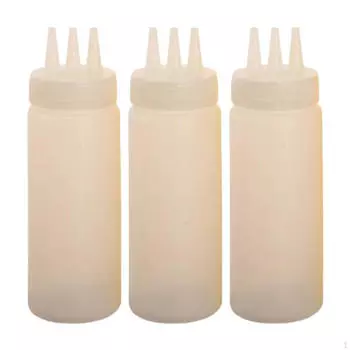 3 бутылки для приправ, диспенсер, многоразовые, пустые, для ресторанов, сироп, кетчуп для путешествий White