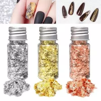 3 бутылки, наклейка из фольги для маникюра, уникальная многофункциональная однотонная стильная наклейка для дизайна ногтей, серебряная наклейка из фольги для фотографии Set