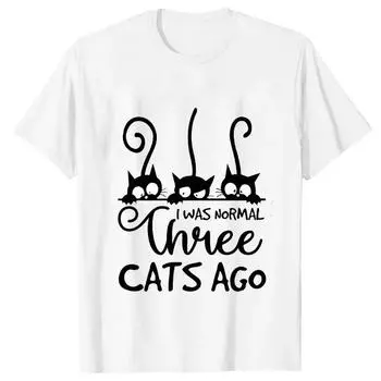 3 Cats Ago Print Футболки женские с коротким рукавом модные дышащие футболки летние женские футболки унисекс большого размера Одежда уличные топы Y2k 4XL чёрный