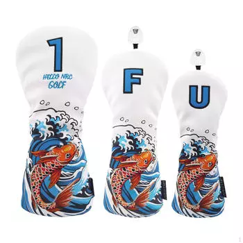 3 чехла для гольфа для драйвера, фервея и гибрида Wood белый
