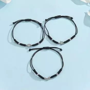 3 человека Светящийся Браслет Солнце Луна Звезда Подруги Хорошие Друзья Вечный Сияющий Браслет Свидетель Токен Плетеная Веревка