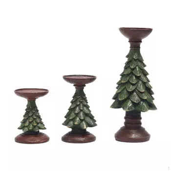 3 Christmas Candle Holders Resin Tea Light Decoration Candlesticks for Party Table золотой