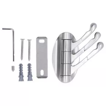 3 Clothes Hook Zinc Alloy Heavy Duty Coat Hook with Round Base for Bedroom Bathroom Closet