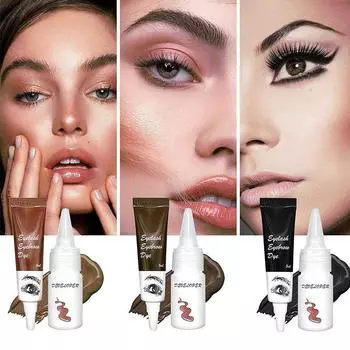 3-цветный набор красок для бровей и ресниц, водостойкий, стойкий, не выцветающий, не размазывающийся, натуральные трехмерные дикие брови чёрный