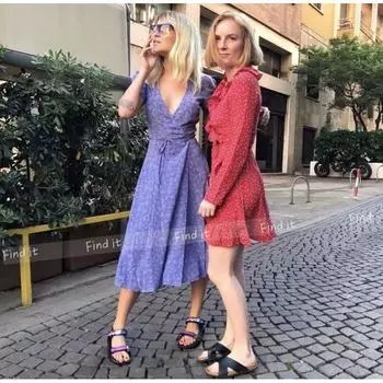 3 Colors In Stock European and American Street Shot Trendy Romantic Print Large Swing Tea Break Dress Women s Outer Single Summer New Arrival Series Purple Lavender L
