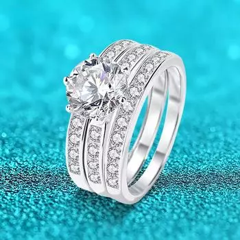 3 цвета, 2 карата, настоящие розовые кольца с муассанитом для женщин, 3 шт., бриллиантовое кольцо с имитацией бриллианта, кольцо S925, серебро 6&US size