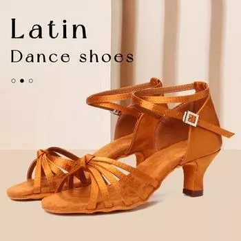 Женская обувь для латиноамериканских танцев танго обувь для бальных танцев обувь для вечеринок каблук 5,5 см 34 чёрный