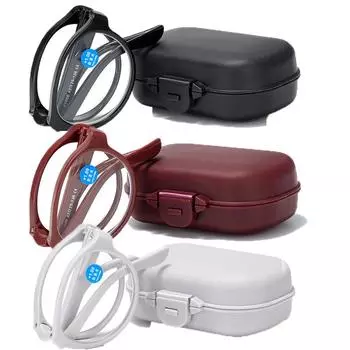 3 цвета, мужские и женские складные очки для чтения, сверхлегкие очки для пресбиопии с коробкой, унисекс, круглые, с антисиним светом, очки для дальнего зрения Only Box