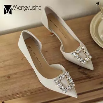 3 цвета, роскошные брендовые туфли, женские туфли со стразами и пряжкой на высоком каблуке, туфли-лодочки OL Dress Stilletto, блестящие шелковые босоножки, позолоченные Tacones 4.5 чёрный