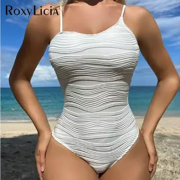 3 цвета сексуальный асимметричный морщинистый женский купальник цельный купальник женский высокий вырез ноги мягкий купальный костюм для плавания S бежевый