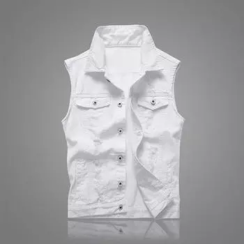 3 цвета винтажные мужские рваные джинсы без рукавов жилет джинсовые жилеты плюс размер S-5XL S чёрный