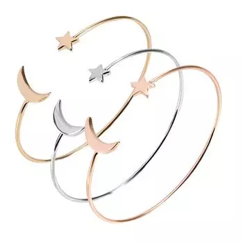 3 цвета женский открытый браслет медное покрытие браслет с украшением в виде лунной звезды Gold