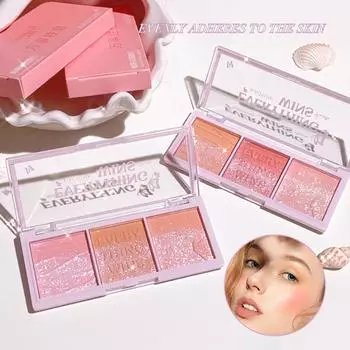 3-цветная цветная панель румян, матовые пудровые румяна, подходят для любого тона кожи, естественный макияж 01#