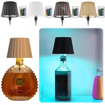 3-цветная + RGB светодиодная настольная лампа с сенсорным управлением, беспроводная лампа для бутылок вина A