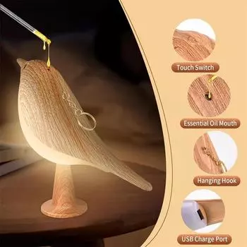 3-цветная светодиодная лампа-птица с сенсорным управлением, регулируемая яркость, USB, беспроводной, с перезаряжаемой батареей, универсальные ночники для комнат в стиле ар-деко