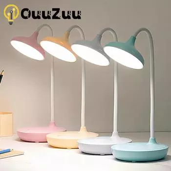3-цветная светодиодная настольная лампа с питанием от USB, настольная лампа с сенсорным затемнением, портативная лампа с плавной регулировкой яркости, защита глаз, прикроватная лампа для спальни белый