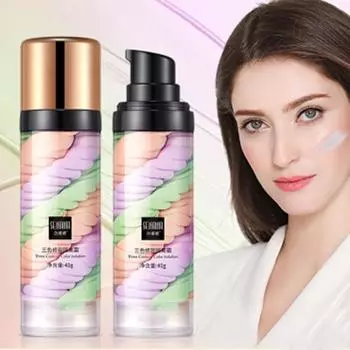 3 Цветной изолирующий крем Крем-основа для макияжа лица 40 г Стойкое увлажнение Водонепроницаемый Контролирующий жир Нежное увлажнение и осветление тона кожи 40g
