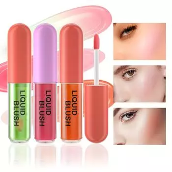 3-цветные легкие и дышащие жидкие румяна Водостойкие и невыцветающие румяна подходят для начинающих женщин 01#