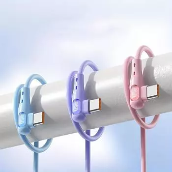 3-цветный 120 Вт USB C-образный кабель, жидкий мягкий силиконовый кабель для быстрой зарядки данных, подходящий для телефонов Xiaomi Samsung, кабель для зарядки USB-C 1.2m фиолетовый