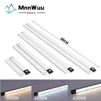 3-цветный датчик движения под шкафом, светодиодный ночник, USB перезаряжаемый светильник для шкафа, освещение для кухни, спальни, настенный светильник для кухни 10cm белый