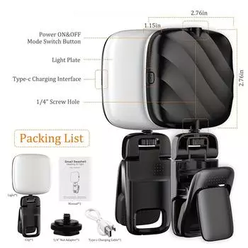 3-цветный портативный светодиодный ночник заполняющий свет USB перезаряжаемый светодиодный портативный гибкий легкий зажим ночник для камеры телефона селфи чёрный