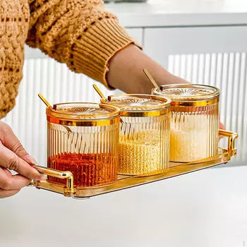 3 декоративных прозрачных контейнера для хранения приправ, стильных простых баночек для приправ, набора горшков